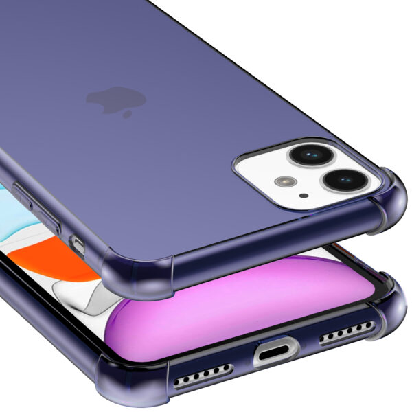 iPhone 11 siliconen telefoonhoesje met stootrand transparant donkerblauw (4)