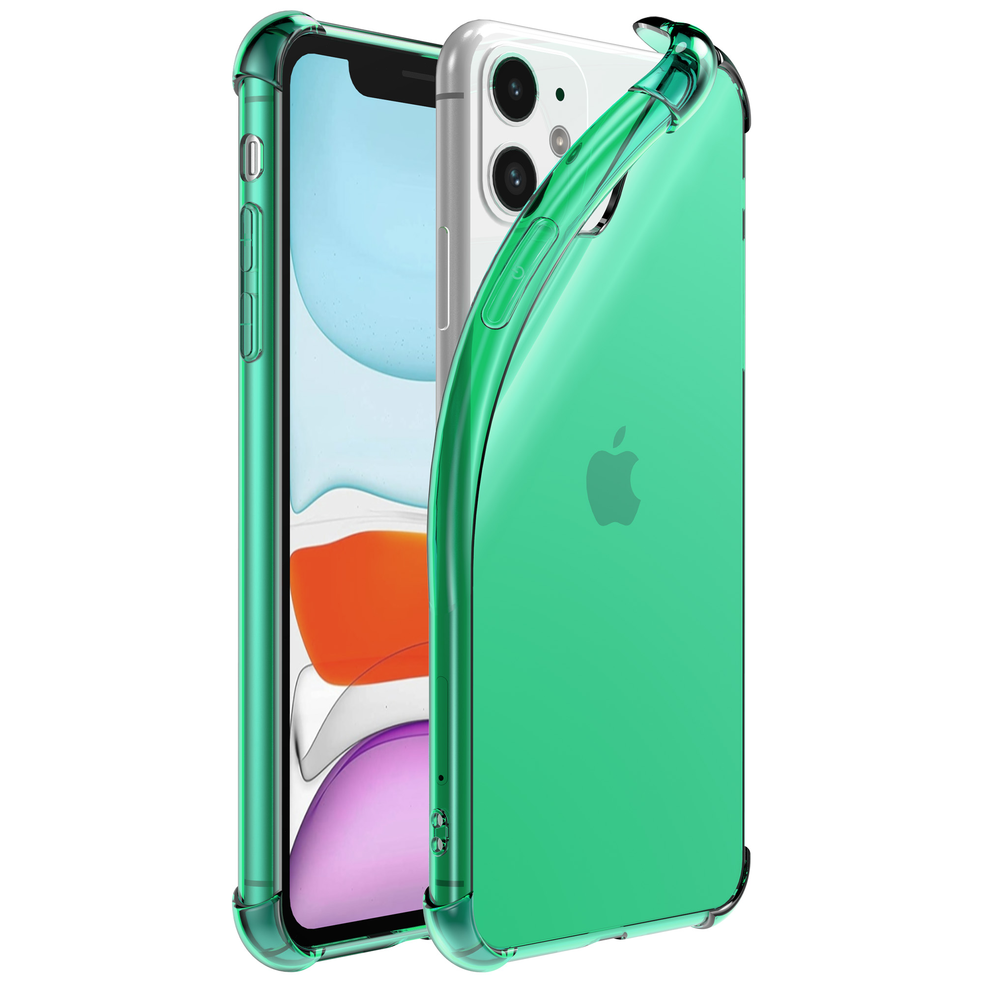 iPhone 11 siliconen telefoonhoesje met stootrand transparant groen (1)