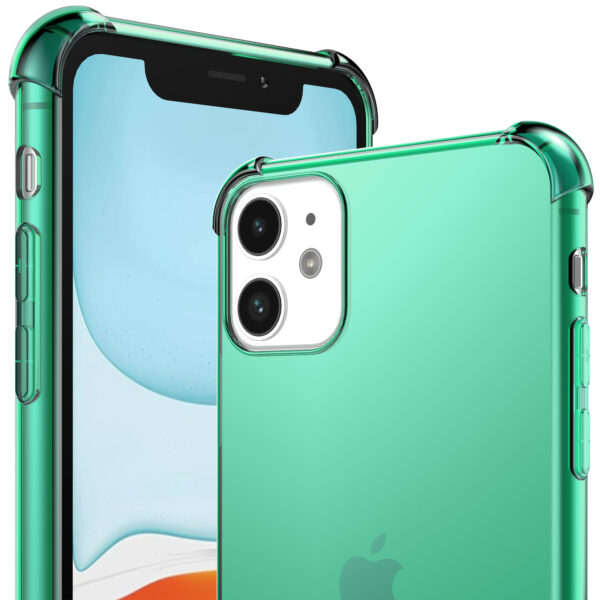 iPhone 11 siliconen telefoonhoesje met stootrand transparant groen (2)