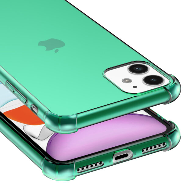 iPhone 11 siliconen telefoonhoesje met stootrand transparant groen (4)