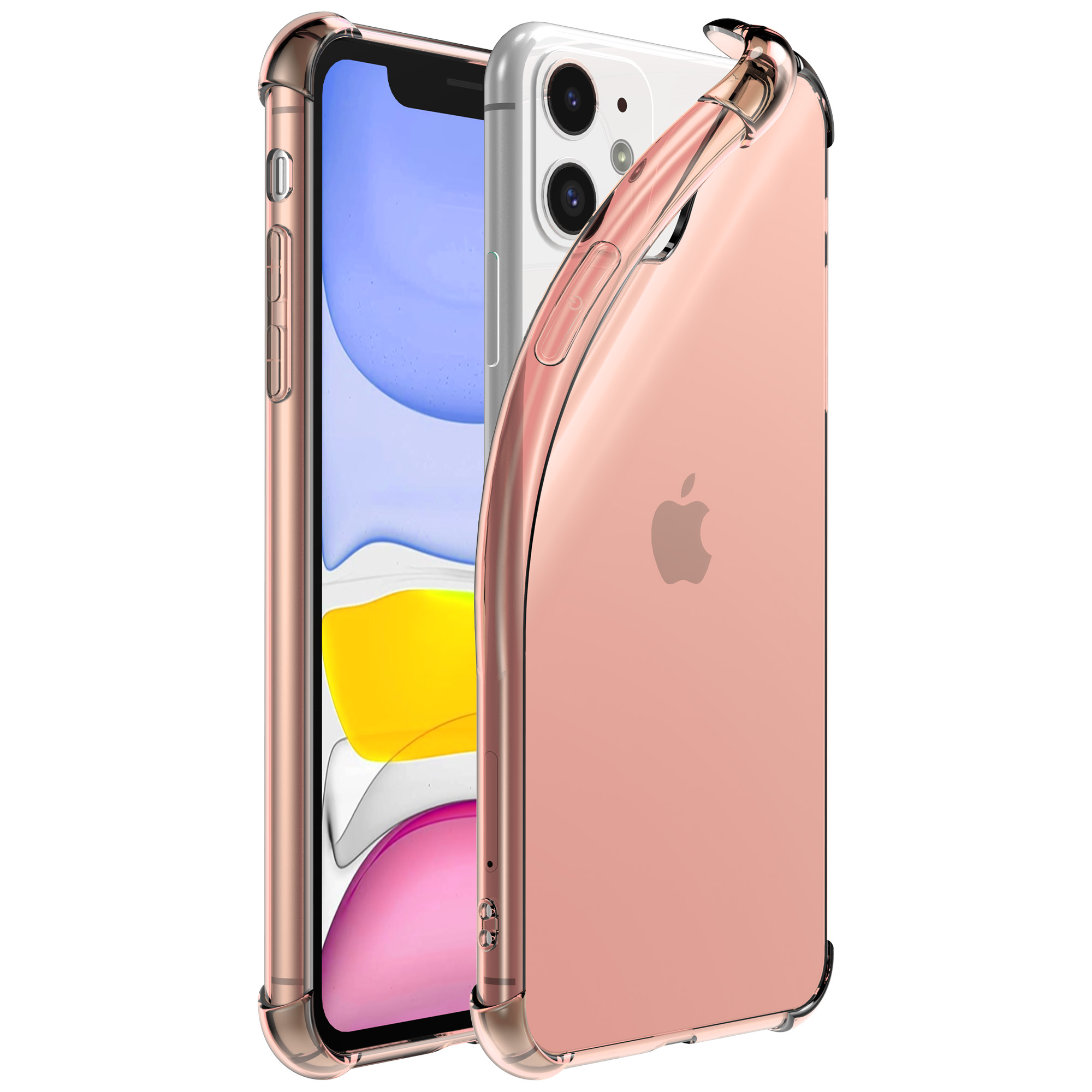 iPhone 11 siliconen telefoonhoesje met stootrand transparant licht roze (1)