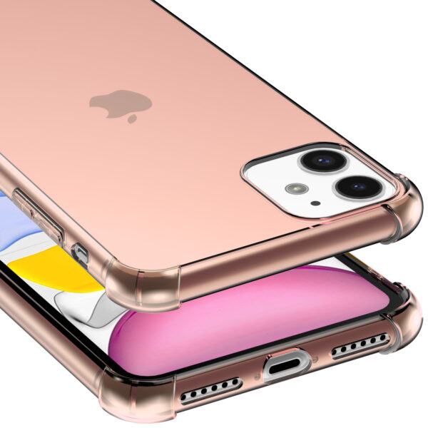 iPhone 11 siliconen telefoonhoesje met stootrand transparant licht roze (4)