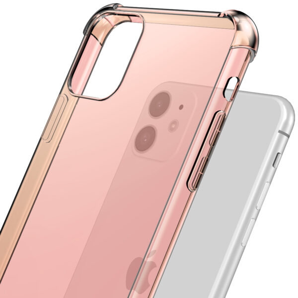 iPhone 11 siliconen telefoonhoesje met stootrand transparant licht roze (5)