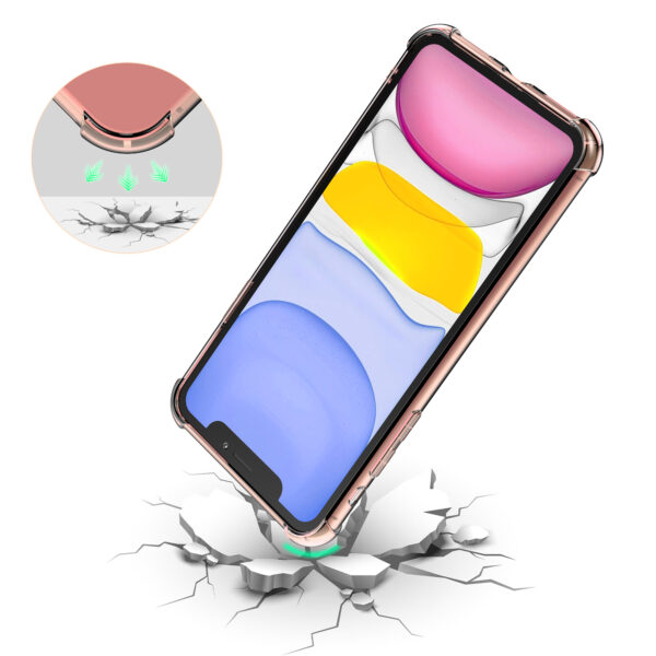 iPhone 11 siliconen telefoonhoesje met stootrand transparant licht roze (6)