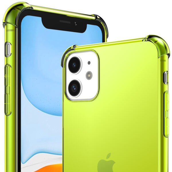 iPhone 11 siliconen telefoonhoesje met stootrand transparant neon geel (2)