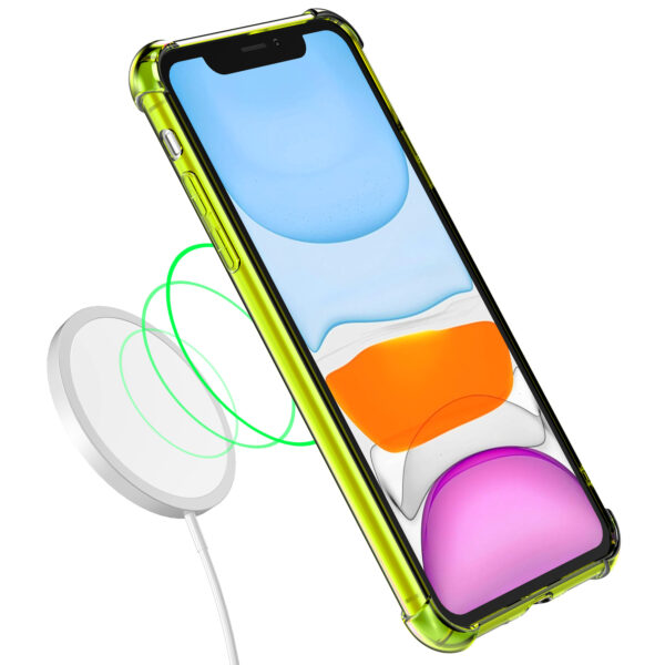 iPhone 11 siliconen telefoonhoesje met stootrand transparant neon geel (3)
