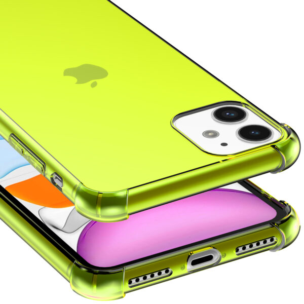 iPhone 11 siliconen telefoonhoesje met stootrand transparant neon geel (4)
