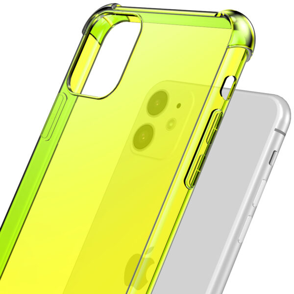 iPhone 11 siliconen telefoonhoesje met stootrand transparant neon geel (5)