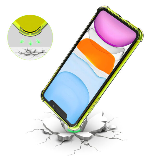iPhone 11 siliconen telefoonhoesje met stootrand transparant neon geel (6)