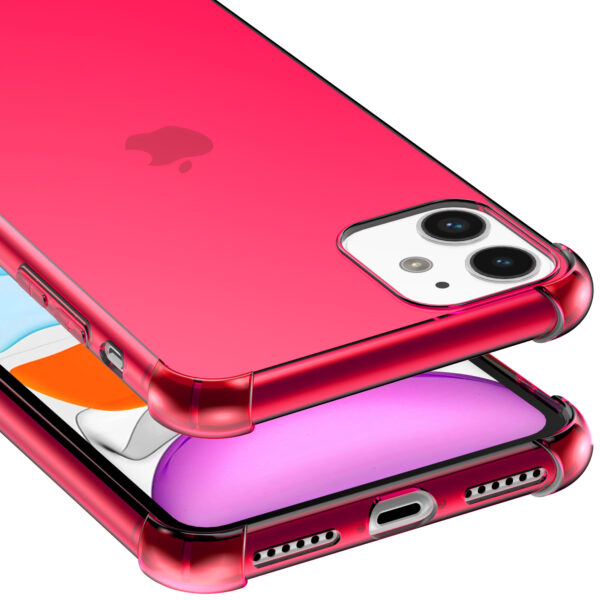 iPhone 11 siliconen telefoonhoesje met stootrand transparant neon roze (4)