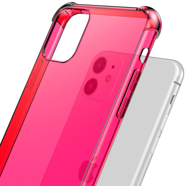 iPhone 11 siliconen telefoonhoesje met stootrand transparant neon roze (5)