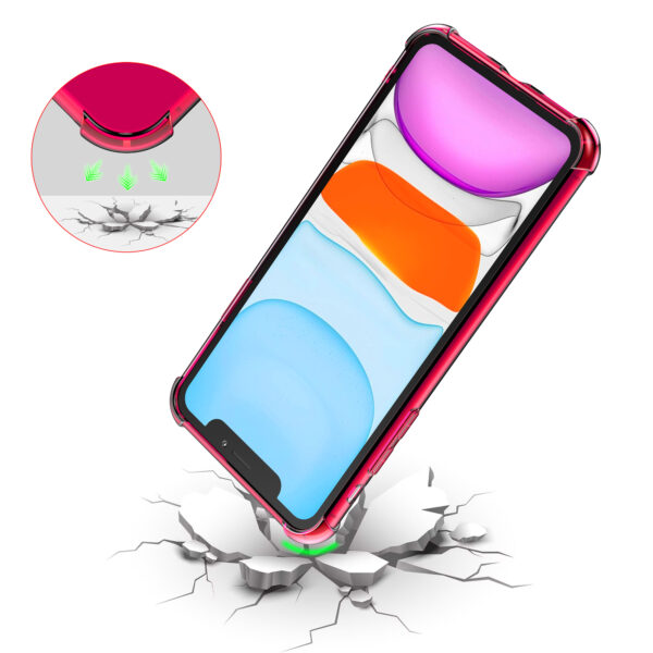 iPhone 11 siliconen telefoonhoesje met stootrand transparant neon roze (6)