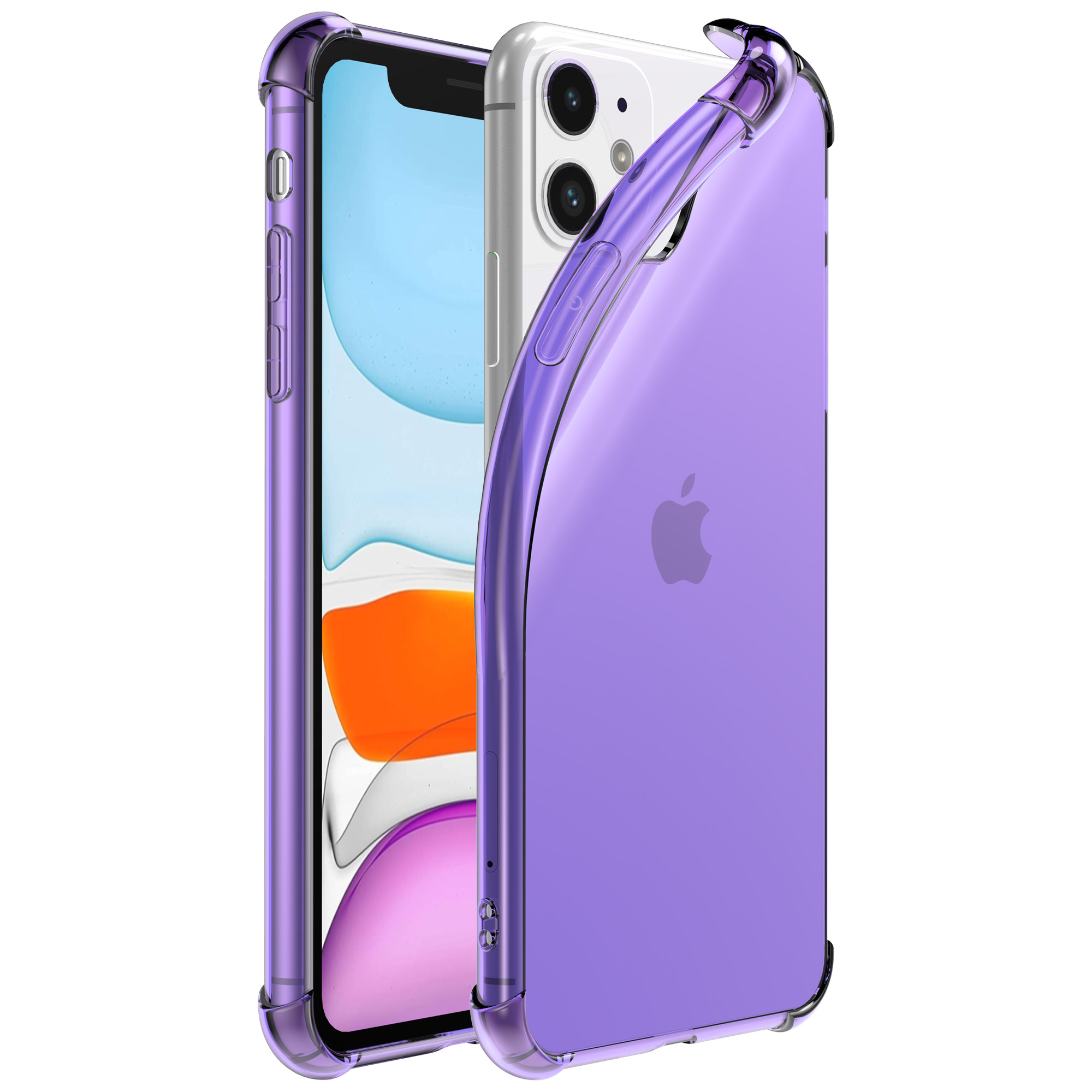 iPhone 11 siliconen telefoonhoesje met stootrand transparant paars (1)