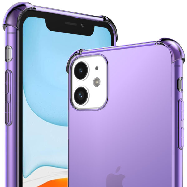 iPhone 11 siliconen telefoonhoesje met stootrand transparant paars (2)