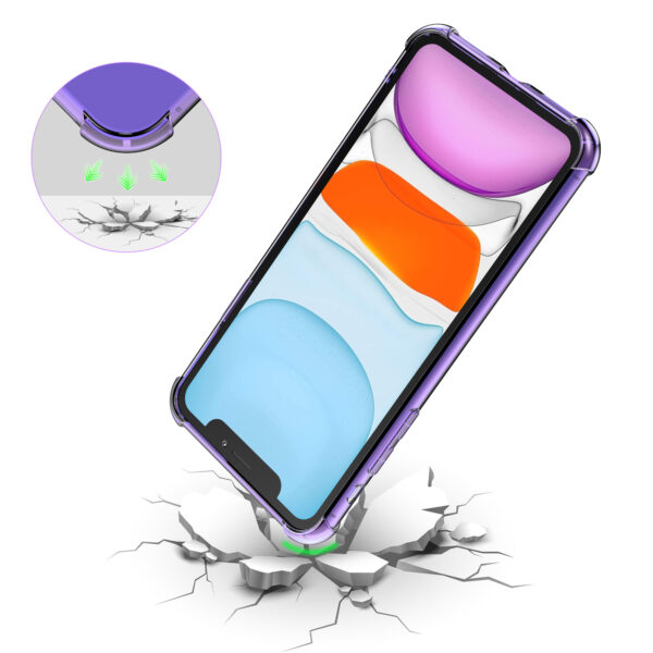 iPhone 11 siliconen telefoonhoesje met stootrand transparant paars (6)