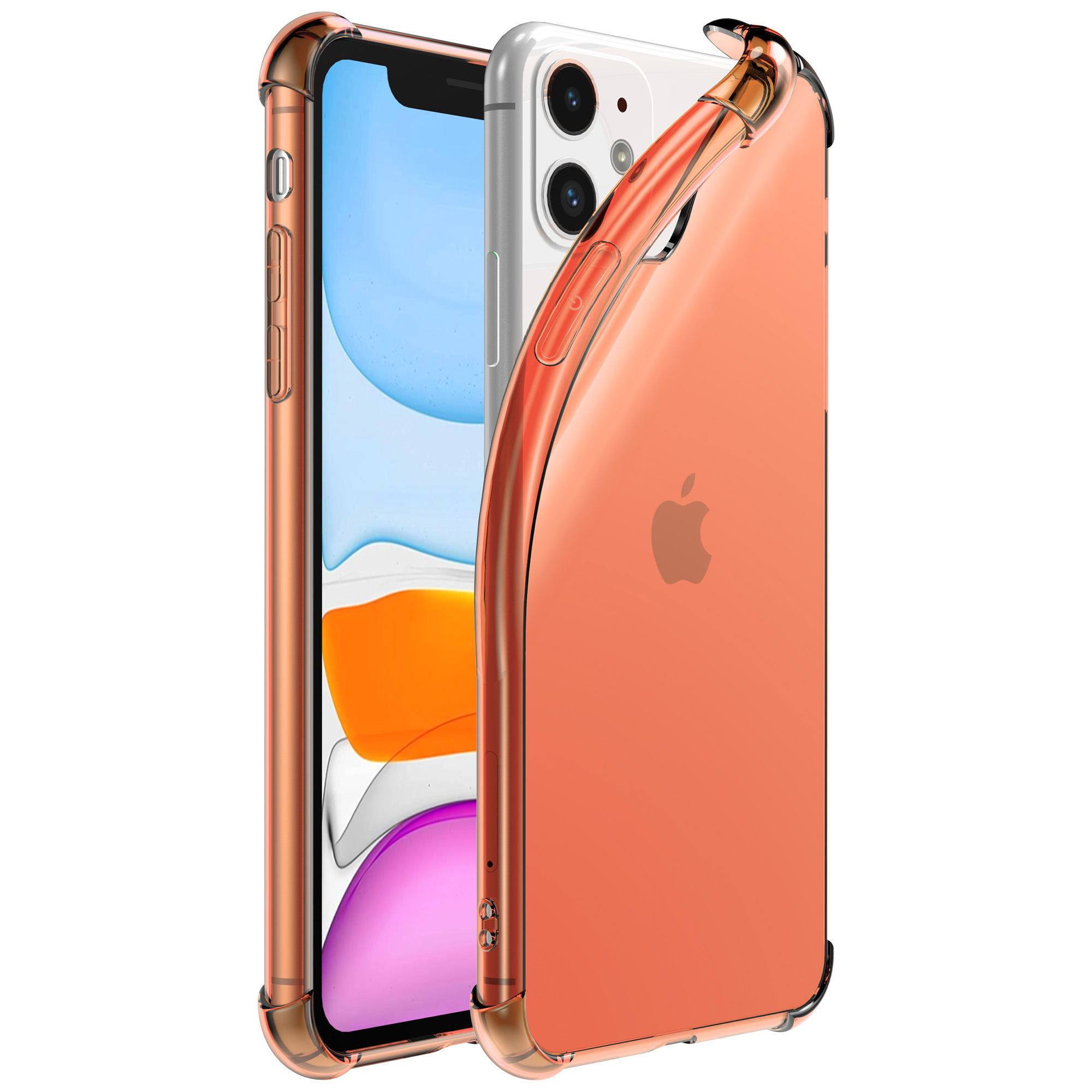 iPhone 11 siliconen telefoonhoesje met stootrand transparant rood (1)