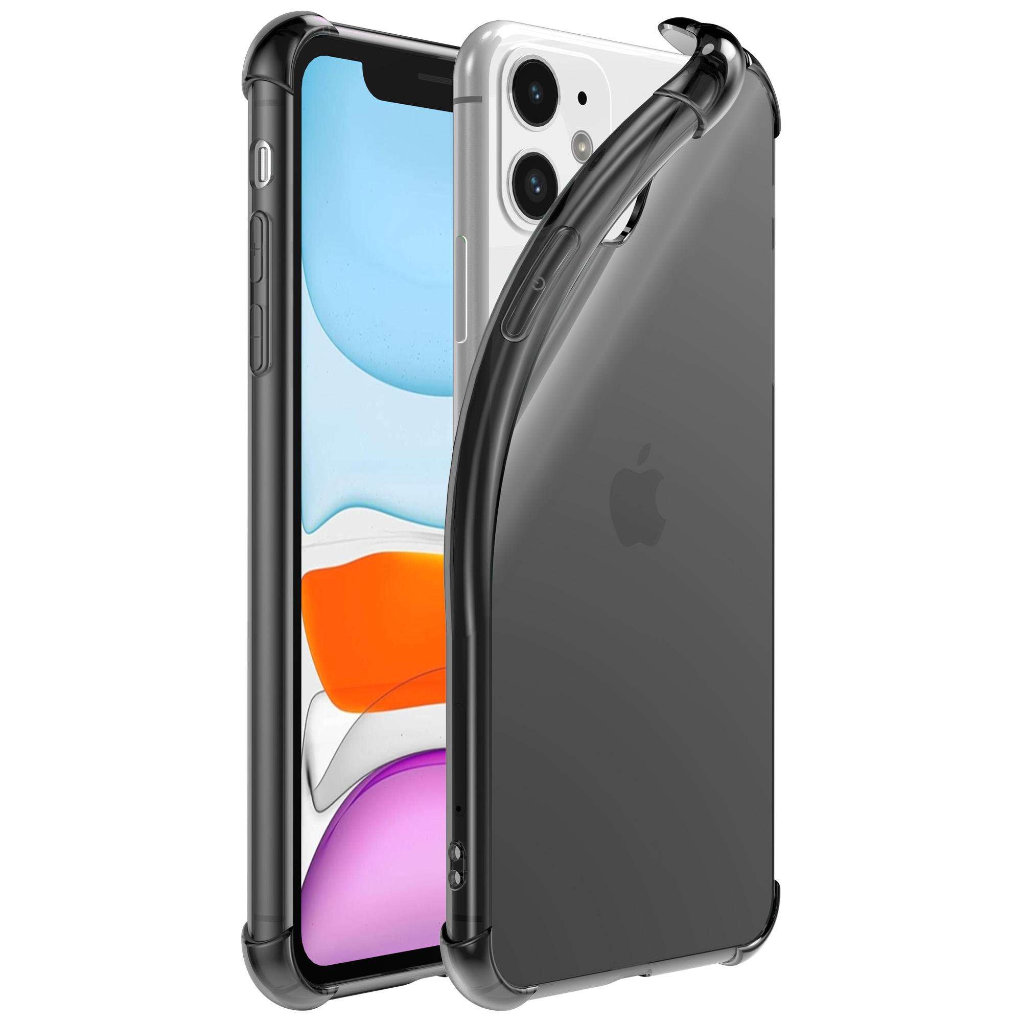 iPhone 11 siliconen telefoonhoesje met stootrand transparant zwart (1)