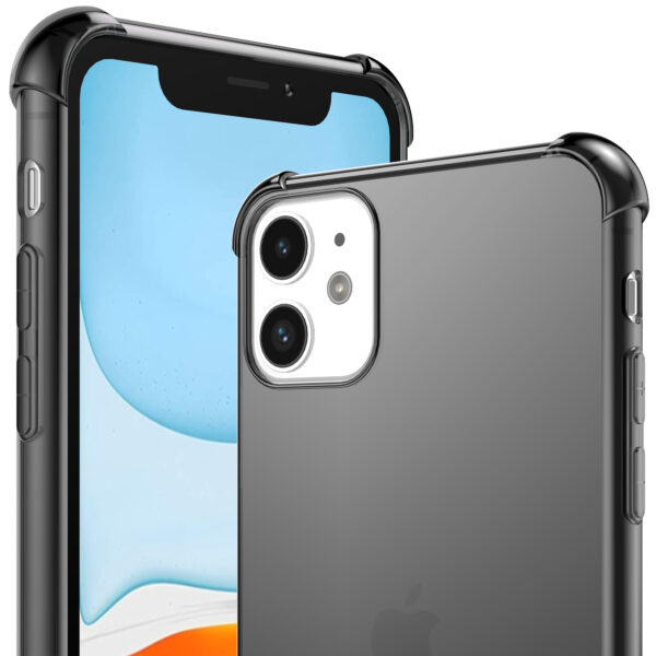iPhone 11 siliconen telefoonhoesje met stootrand transparant zwart (2)
