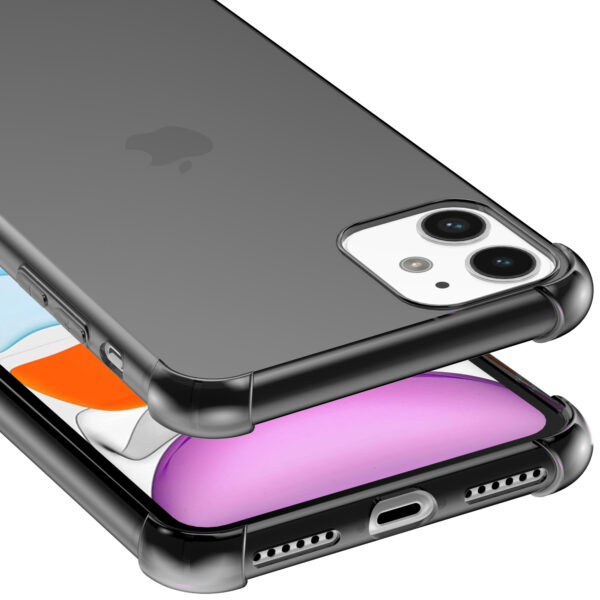 iPhone 11 siliconen telefoonhoesje met stootrand transparant zwart (4)