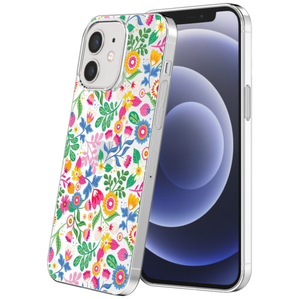 iPhone 12-12 Pro transparant telefoonhoesje met bloemen opdruk (1)