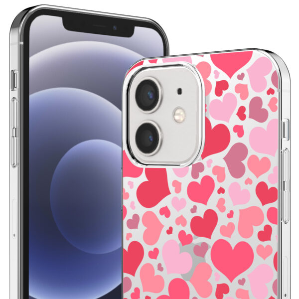 iPhone 12-12 Pro transparant telefoonhoesje met hartjes opdruk (2)