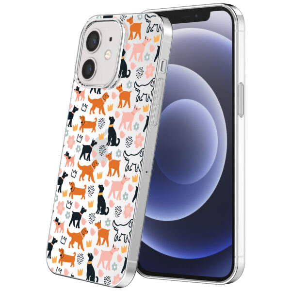 iPhone 12-12 Pro transparant telefoonhoesje met honden opdruk (1)