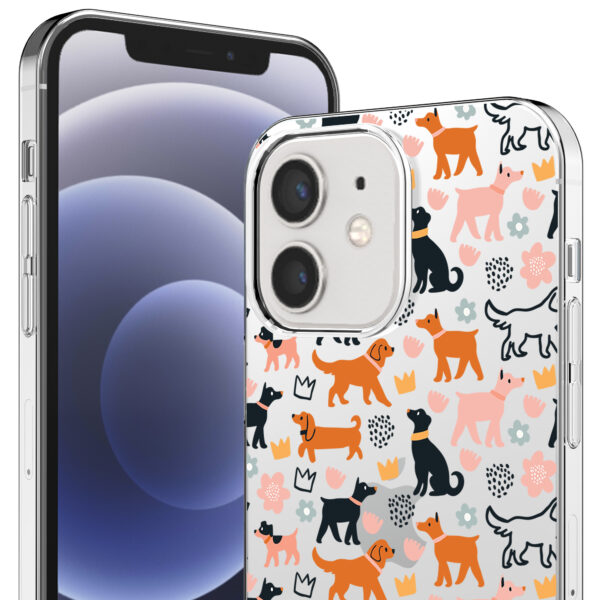 iPhone 12-12 Pro transparant telefoonhoesje met honden opdruk (2)