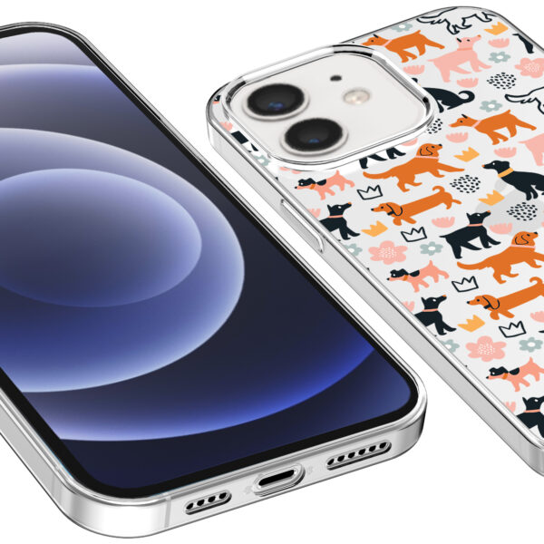 iPhone 12-12 Pro transparant telefoonhoesje met honden opdruk (3)