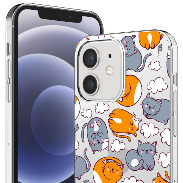 iPhone 12-12 Pro transparant telefoonhoesje met katten opdruk (2)