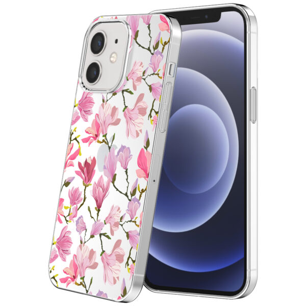 iPhone 12-12 Pro transparant telefoonhoesje met orchidee bloemen opdruk (1)