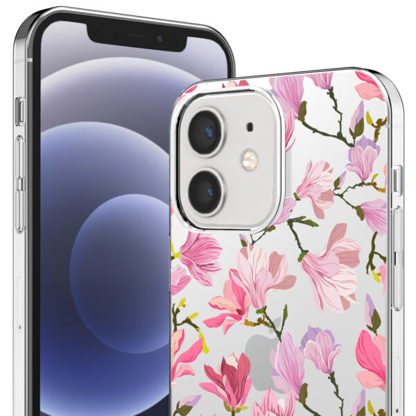 iPhone 12-12 Pro transparant telefoonhoesje met orchidee bloemen opdruk (2)