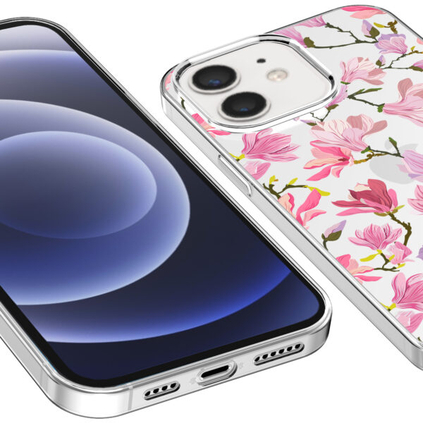 iPhone 12-12 Pro transparant telefoonhoesje met orchidee bloemen opdruk (3)