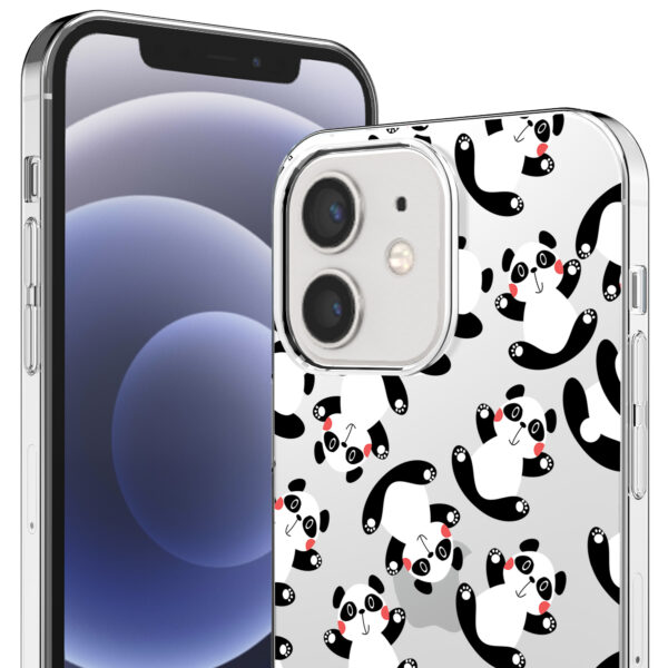 iPhone 12-12 Pro transparant telefoonhoesje met panda opdruk (2)