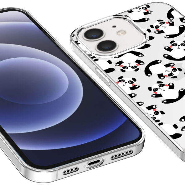 iPhone 12-12 Pro transparant telefoonhoesje met panda opdruk (3)