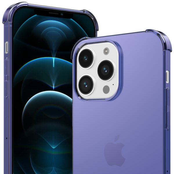 iPhone 12 Pro Max siliconen telefoonhoesje met stootrand transparant donkerblauw (6)
