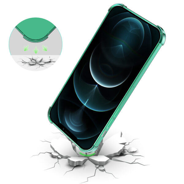 iPhone 12 Pro Max siliconen telefoonhoesje met stootrand transparant groen (2)