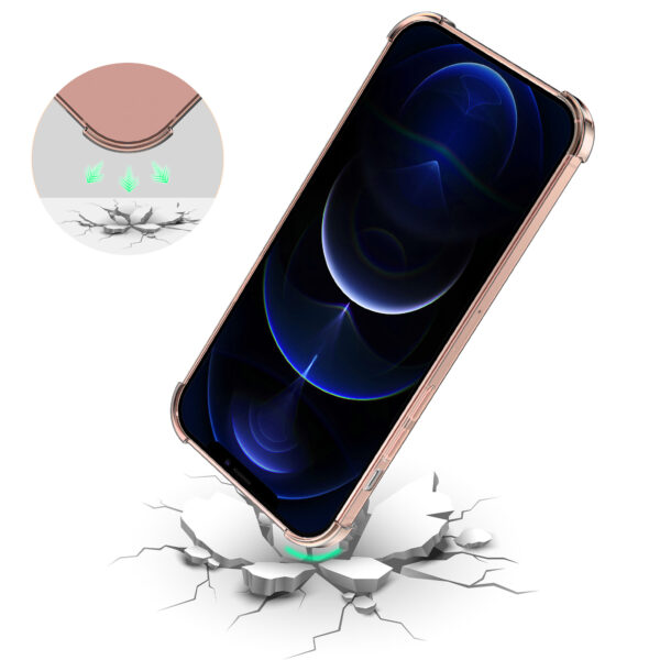 iPhone 12 Pro Max siliconen telefoonhoesje met stootrand transparant lichtroze (2)