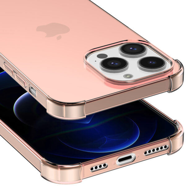 iPhone 12 Pro Max siliconen telefoonhoesje met stootrand transparant lichtroze (4)