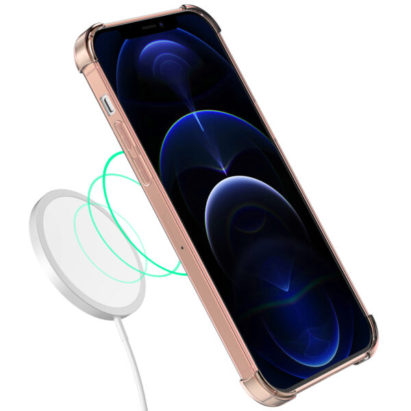 iPhone 12 Pro Max siliconen telefoonhoesje met stootrand transparant lichtroze (5)