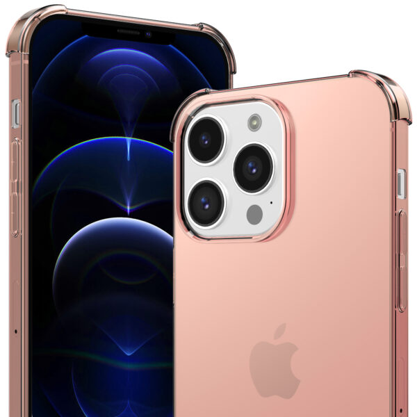 iPhone 12 Pro Max siliconen telefoonhoesje met stootrand transparant lichtroze (6)