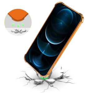 iPhone 12 Pro Max siliconen telefoonhoesje met stootrand transparant oranje (2)