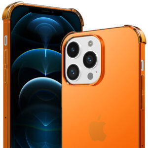 iPhone 12 Pro Max siliconen telefoonhoesje met stootrand transparant oranje (6)