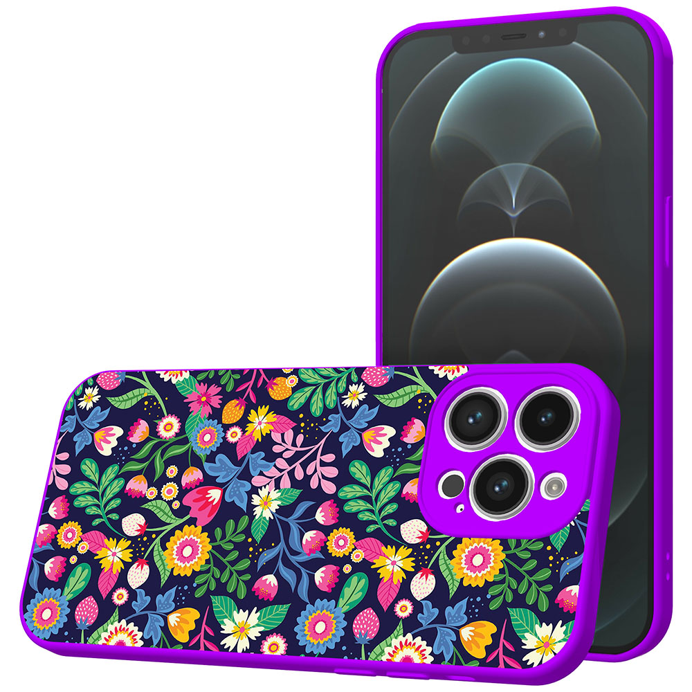 iPhone 12 Pro Max telefoonhoesje met bloemen opdruk paars (1)