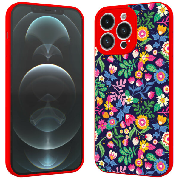 iPhone 12 Pro Max telefoonhoesje met bloemen opdruk rood (2)
