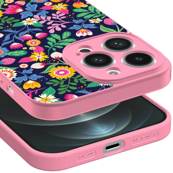 iPhone 12 Pro Max telefoonhoesje met bloemen opdruk roze (3)