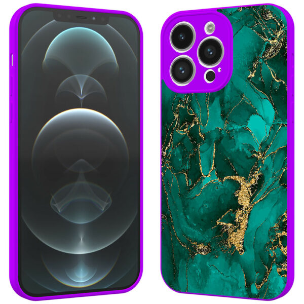 iPhone 12 Pro Max telefoonhoesje met goud groen marmer opdruk paars (2)
