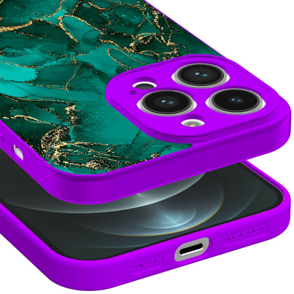 iPhone 12 Pro Max telefoonhoesje met goud groen marmer opdruk paars (3)