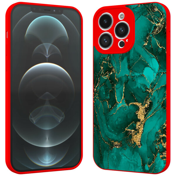 iPhone 12 Pro Max telefoonhoesje met goud groen marmer opdruk rood (2)