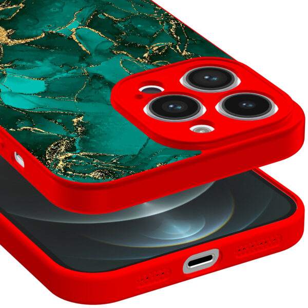 iPhone 12 Pro Max telefoonhoesje met goud groen marmer opdruk rood (3)