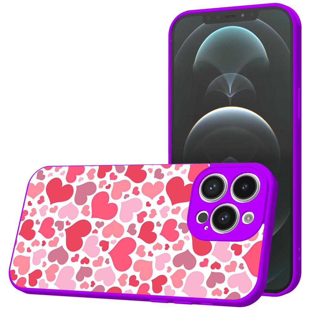 iPhone 12 Pro Max telefoonhoesje met hartjes opdruk paars (1)